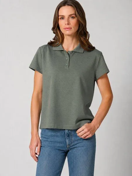 HempAge HempAge Klassisches Damen-Poloshirt Hanf/Biobaumwolle, Moss (grün), – Produktbild 2 von 4