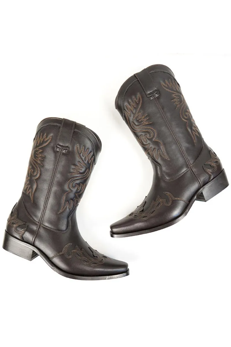 Will's Vegan Store Will's Vegan Store Herren vegan Westernstiefel, Dunkelbraun, – Produktbild 1 von 2