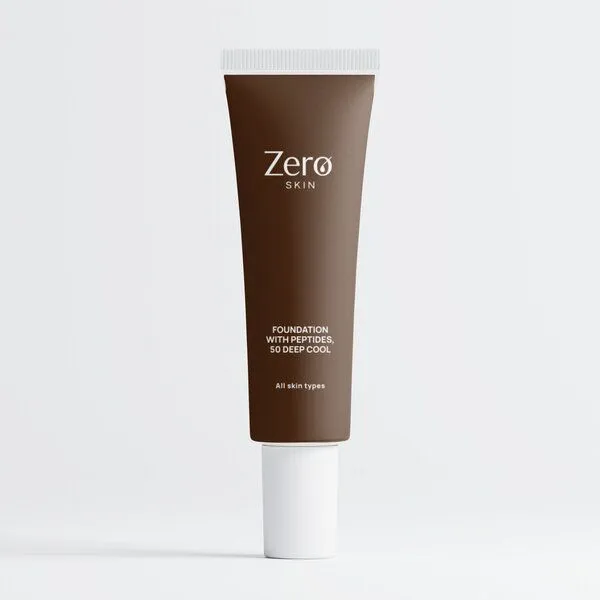 Zero Skin Zero Skin Foundation mit Peptiden, 50 Deep Cool - 30 ml, hydratisierend mit Hyaluronsäure & Aloe Vera, 50 deep cool, – Produktbild 1 von 4