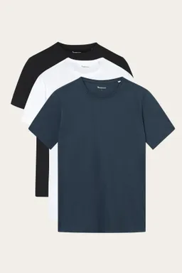 KnowledgeCotton Apparel KnowledgeCotton Apparel Herren vegan Multipack 3x T-Shirt Herren Core Black, White, Navy – Produktbild 1 von 1