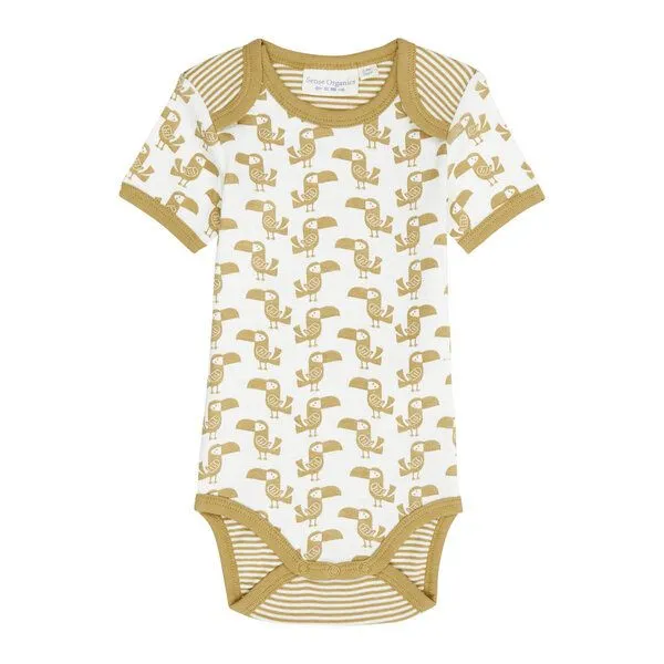 Sense Organics sense-organics Babybody Kurzarm *Tukan blau*/*Tukan olive* Gots & Fairtrade I Sense Organics, Olive, – Produktbild 1 von 1