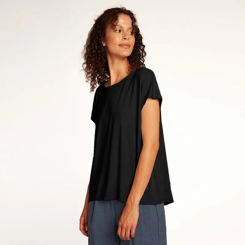 WiDDA WiDDA Damen vegan T-Shirt Rückenfreies Fari Schwarz, Schwarz, – Produktbild 2 von 2