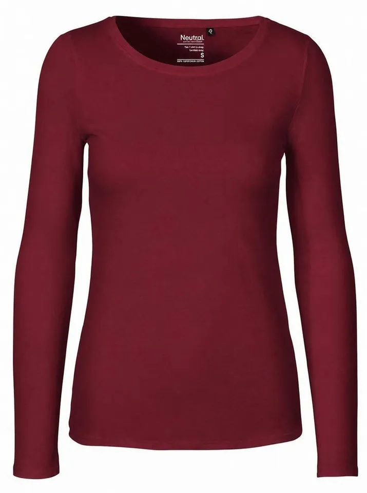 Neutral Neutral Langarmshirt Damen Long Sleeve T-Shirt / 100% Fairtrade-Baumwolle, Bordeaux, – Produktbild 2 von 3