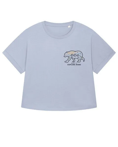 watapparel watapparel Oversize T-Shirt Frauen Born to explore more, Serene blue, – Produktbild 1 von 2