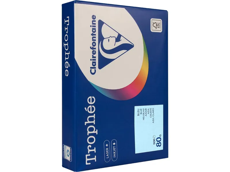 Clairefontaine 500 Blatt Clairfontaine Farbiges Kopierpapier "Trophee" 80 g/m², DIN A4, hellblau – Produktbild 1 von 1