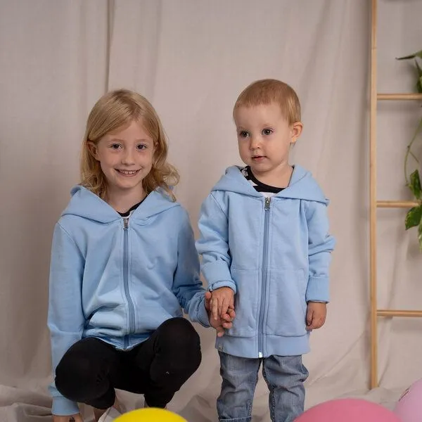 Vresh Clothing Vresh Clothing Mini Vischi - Kinder Zip-Hoodie aus Biobaumwolle, Hellblau, – Produktbild 1 von 4