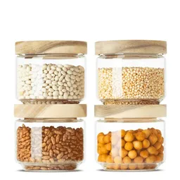 Econovo Econovo Kleine Vorratsgläser mit Holzdeckel 300ml Set 4-tlg. Rund – Produktbild 1 von 1