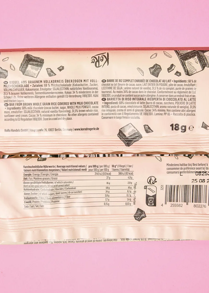 KoRo Puffreisriegel in Vollmilchschokolade 18 g – Produktbild 4 von 4