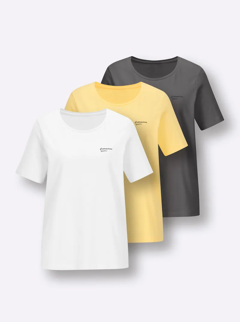 Catamaran Sports Freizeitshirt, Zitrone + weiß + anthrazit, – Produktbild 2 von 3
