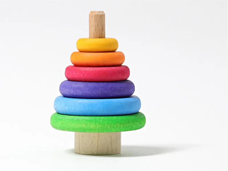 Grimms Grimms Scheibenturm Steckfigur aus Lindenholz, bunt lasiert Höhe 4 cm, Mehrfarbig, – Produktbild 2 von 2