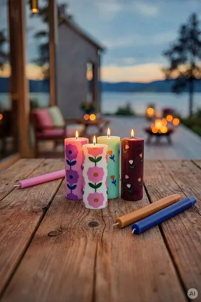 Tranquillo Tranquillo Stumpenkerze GLUMI FLOWERS, Wax035-rosa, – Produktbild 2 von 4