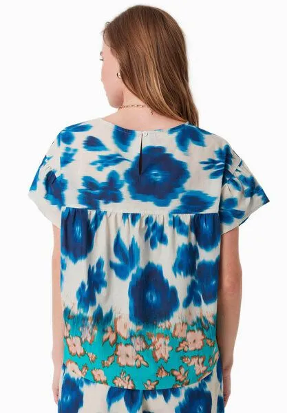 ORGANICATION ORGANICATION Bluse aus Bio-Baumwoll-Voile mit Blumenmuster, Blurry flowers, – Produktbild 4 von 4