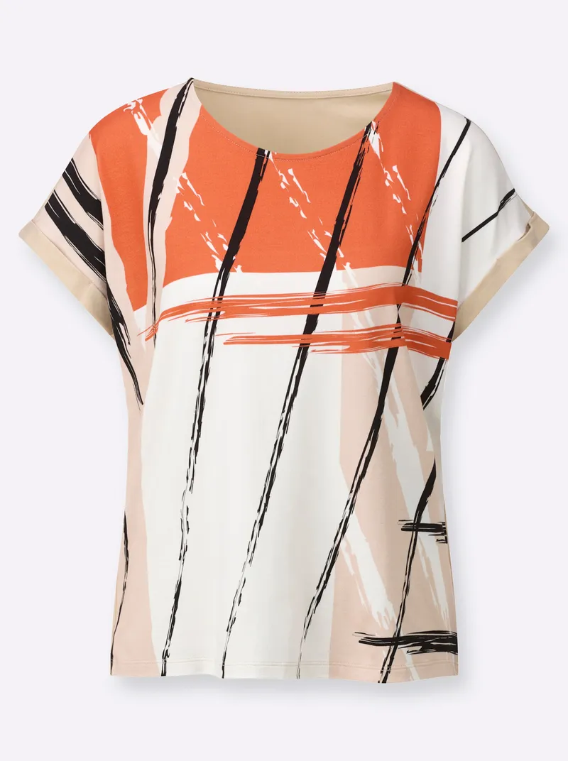 Witt Print-Shirt orange-sand-bedruckt, Orange-sand-bedruckt, – Produktbild 2 von 2