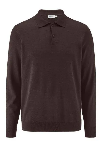 hessnatur hessnatur Strick Polo Regular aus reiner Bio-Merinowolle, Kakao braun, – Produktbild 3 von 4