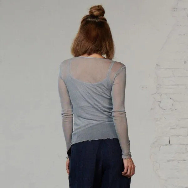 Kokon Zwo Kokon Zwo Netzshirt mit Satineinfasung 100% Seide (peacesilk), Silbergrau, – Produktbild 3 von 3