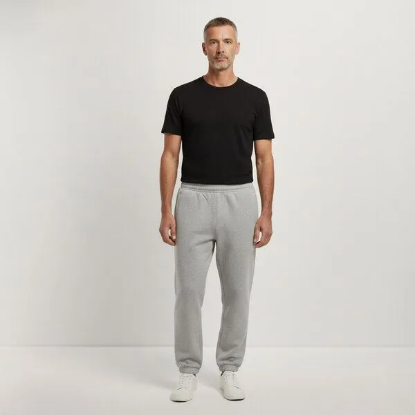 YTWOO YTWOO Nachhaltige Unisex Jogginghose aus 100% hochwertiger schwerer Bio-Baumwolle mit Dry Handyfeel 400 G/M, Hellgrau meliert, – Produktbild 1 von 2