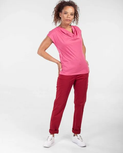 Alma & Lovis Alma & Lovis Shirt mit Wasserfall-Ausschnitt, aus Bio-Baumwolle | Short Cascade, Pink, – Produktbild 2 von 2