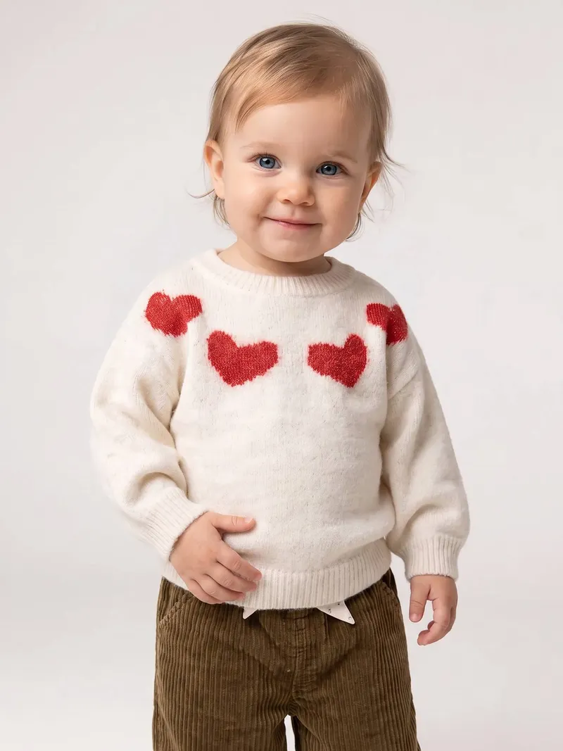 Vertbaudet Vertbaudet Baby Pullover mit Jacquard-Muster, Beige meliert, – Produktbild 1 von 4