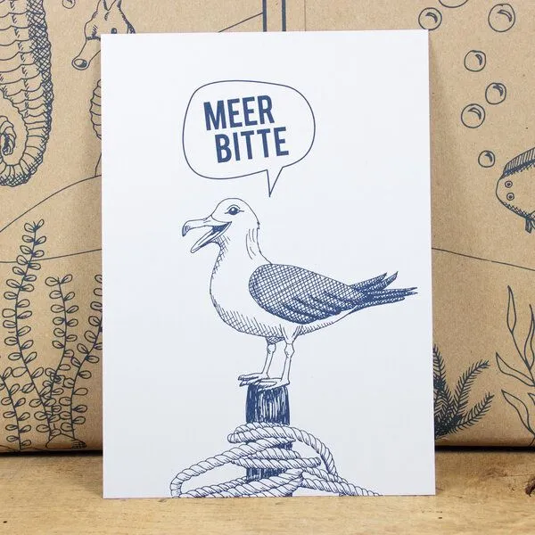 Bow & Hummingbird Bow & Hummingbird Maritime Postkarte "Meer Bitte - Möwe" aus Recyclingpapier – Produktbild 2 von 2