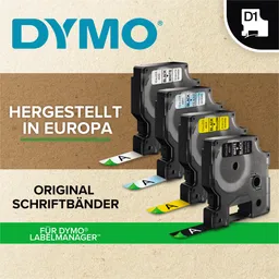 Dymo Original D1-Schriftband für LabelManger, Polyester, 9mm x 7m, schwarz auf weiß – Produktbild 1 von 1