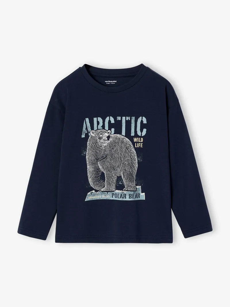 Vertbaudet Shirt mit Tierprint Jungen, Marine, – Produktbild 1 von 3