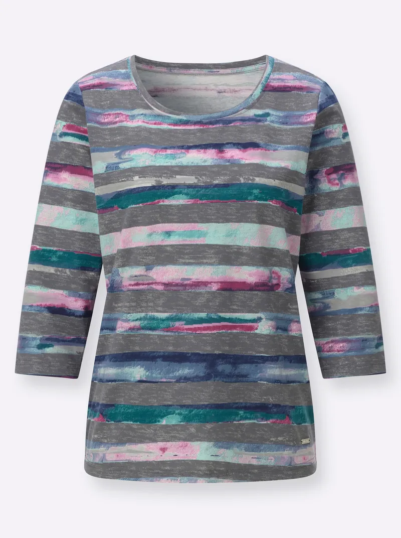 Witt Rundhalsshirt steingrau-aquapetrol-bedruckt, Steingrau-aquapetrol-bedruckt, – Produktbild 2 von 2