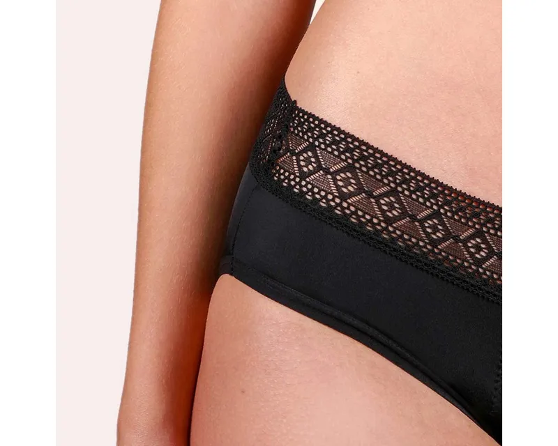 Taynie Taynie Periodenslip Paris ultra Periodenunterwäsche Nacht Low Waist sehr starke Tage Damen (Spar-Set, 3-St., 3er-Pack) Ultra saugstarker Low Waist Slip Schutzschicht bis zum hinteren Bund, Schwarz, – Produktbild 4 von 5