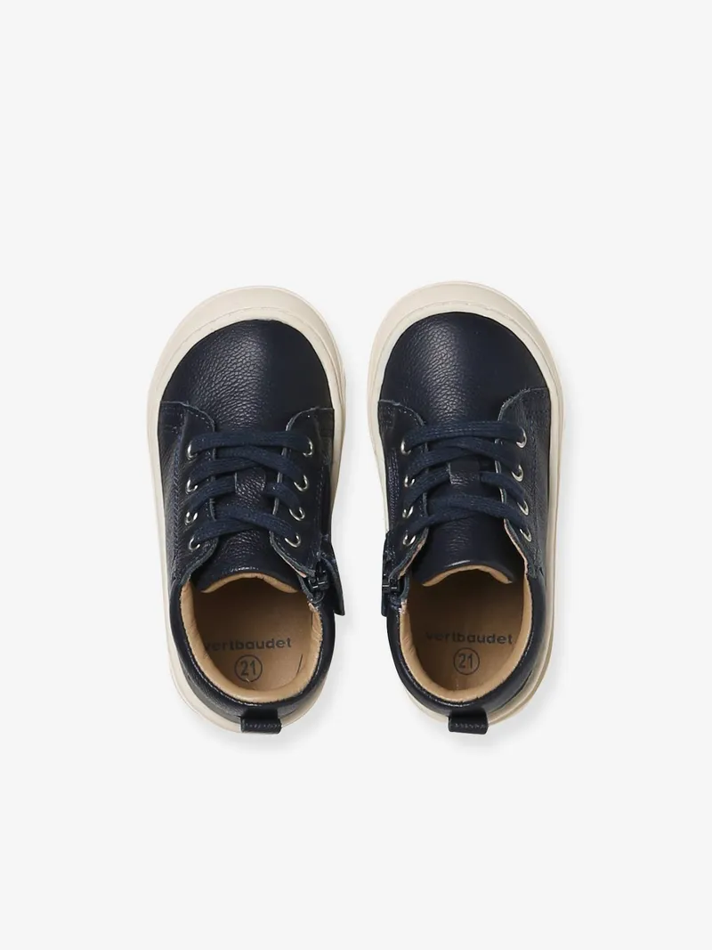 Vertbaudet Vertbaudet Baby Lauflernschuhe mit Schnürung aus weichem Leder, Marine, – Produktbild 4 von 4