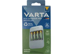 Varta Varta Ladegerät "Eco Pro" inkl. 4 Varta Akkus "Recycled" Micro AAA, 800 mAh, USB-C Ladeka. – Produktbild 1 von 1