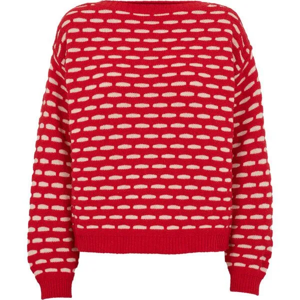 Basic Apparel Basic Apparel Wave Wollpulli, Rot-weiß, – Produktbild 1 von 3