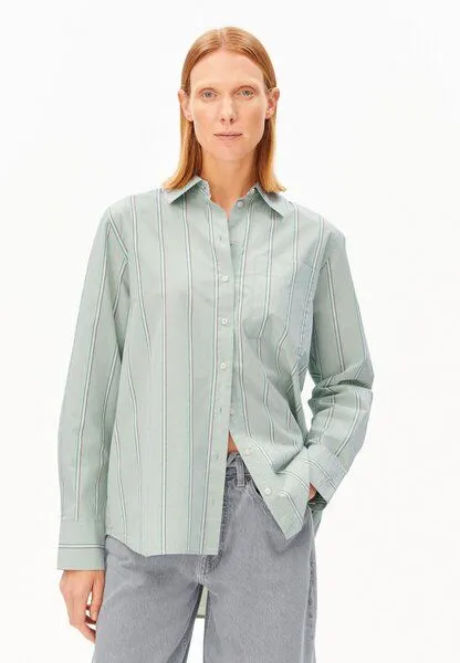 ARMEDANGELS ARMEDANGELS STRIPE LOOSE Damen Bluse aus Bio-Baumwolle, Foam-pool green, – Produktbild 1 von 4