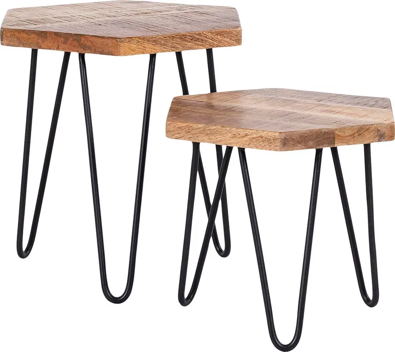 byLIVING Beistelltisch Elea, aus Massivholz, bestehend aus 2 Tischen, Braun, – Produktbild 4 von 5
