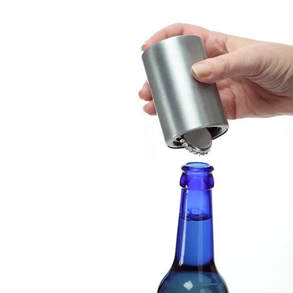 elasto elasto Kronkorkenöffner mit Push-Up-Funktion, Silber mit motiv, – Produktbild 3 von 3