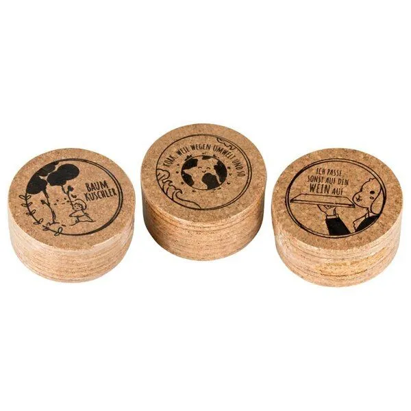 Kork-Deko Kork-Deko Spaßige und lustige Untersetzer aus Kork für Gläser und Tassen | 9er-Set | Ø = 9 cm – Produktbild 4 von 5