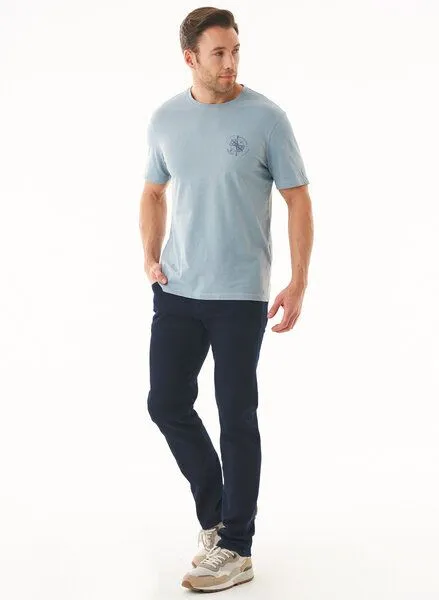ORGANICATION ORGANICATION T-Shirt aus Bio-Baumwolle mit Kompass-Print, Blau(dusty blue), – Produktbild 2 von 4