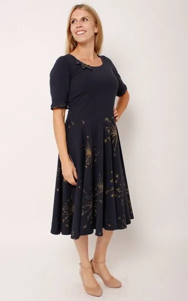 Peaces.bio - handbedruckte Biomode Peaces.bio - handbedruckte Biomode Bio-Tanzkleid "Kümmelzauber", Nachtblau, – Produktbild 3 von 3