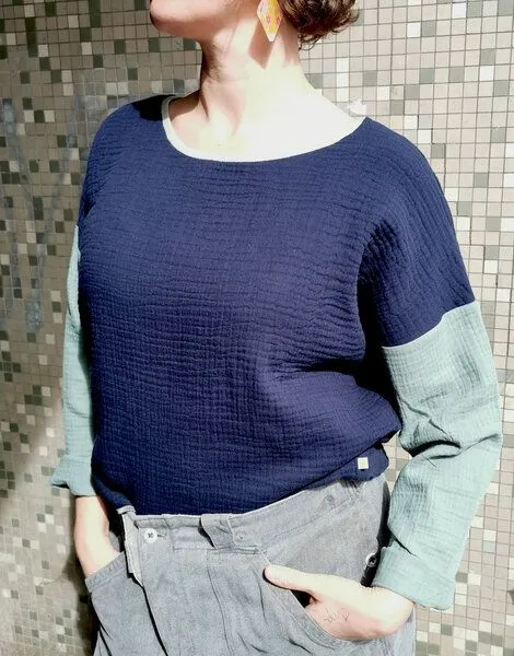 Fräulein Prusselise Fräulein Prusselise Musseline colourblock Top, Shirt, Bluse, bunt, -bio,, Gelb-peach, – Produktbild 3 von 3