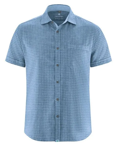 HempAge Hempage Herren Sommer Shirt Hanf Bio Baumwolle, Rainysky, – Produktbild 1 von 3