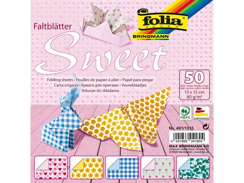 folia folia Faltblätter "Sweet" 80g/m², 15x15cm – Produktbild 1 von 1