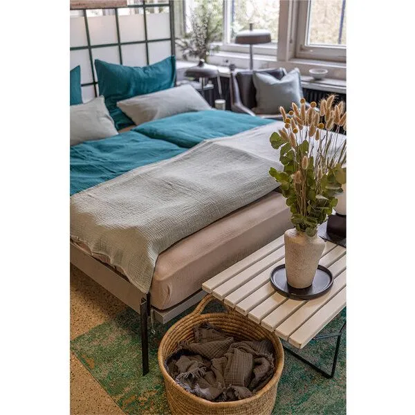 Hutch&Putch Hutch&Putch Musselin-Sommerbundle für warme Nächte (Sommerdecke 200x135 + Kopfkissenbezug nach Wahl) aus 100% Bio-Baumwolle - Handmade in Germany, Aquamarine, – Produktbild 3 von 3