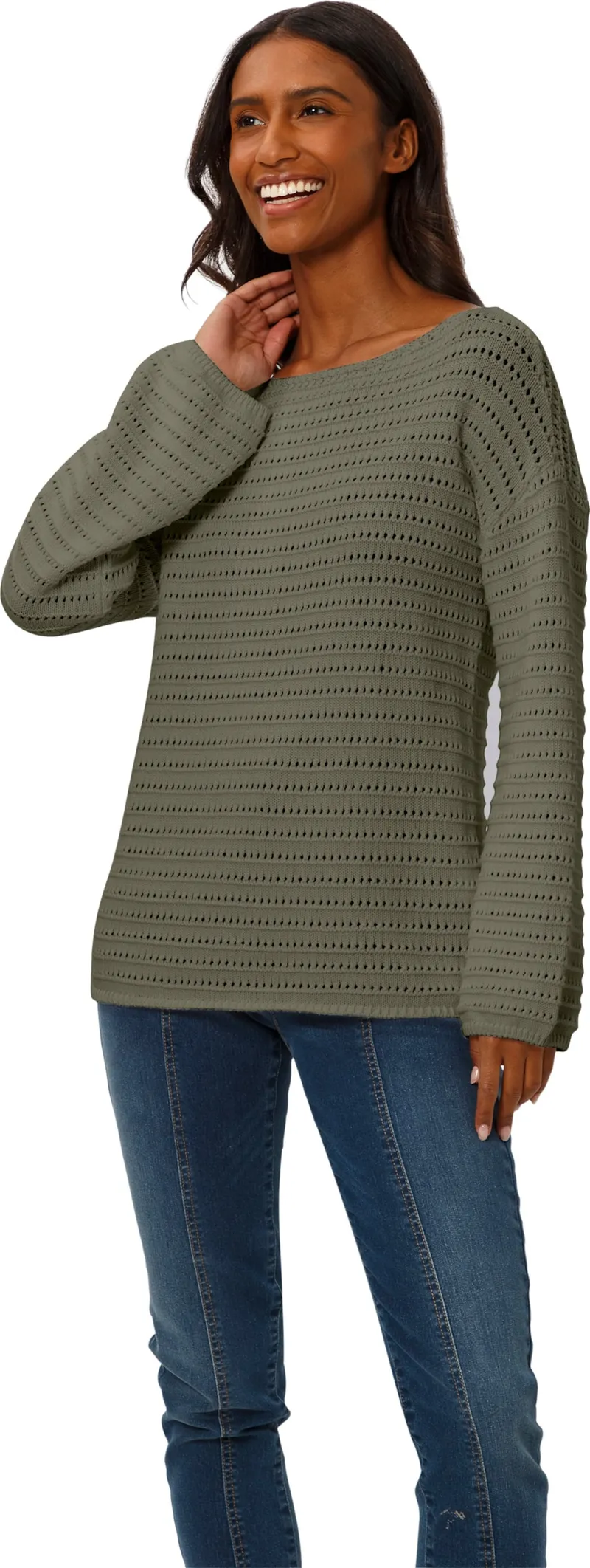 heine Ajourpullover khaki, Khaki, – Produktbild 2 von 2