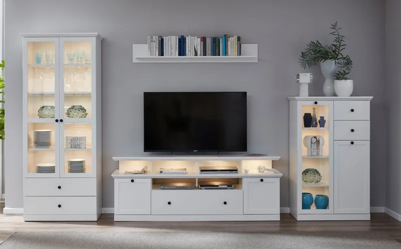 Home affaire Lowboard Örebro, Kommode, zeitloser Landhausstil, Beleuchtung optional, Weiß, – Produktbild 3 von 5