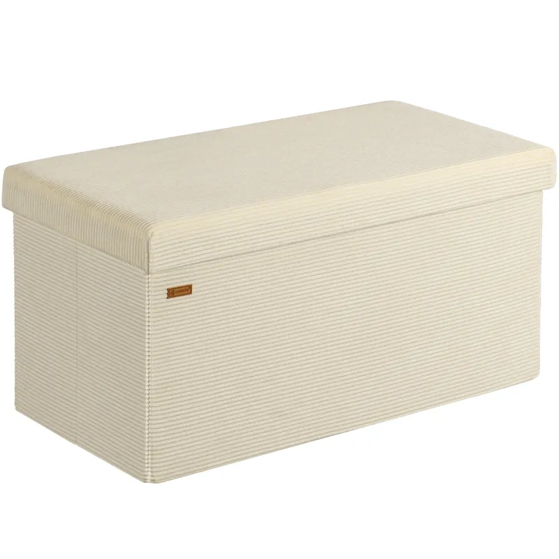 Casaria® Sitzbank Beige Cord 76x38x38cm MDF faltbar – Produktbild 1 von 2