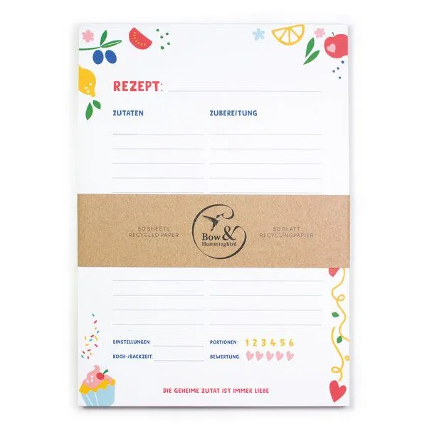 Bow & Hummingbird Bow & Hummingbird Block - Rezepte - "Die geheime Zutat ist immer Liebe" aus Recyclingpapier – Produktbild 3 von 4