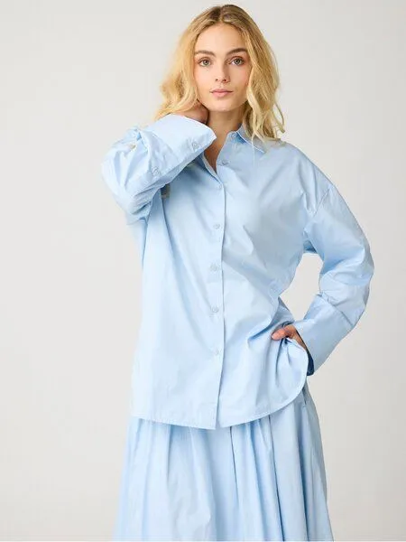 KnowledgeCotton Apparel KnowledgeCotton Apparel Lockere Bluse DEW aus Bio-Baumwolle, Weiß-egret, – Produktbild 2 von 4