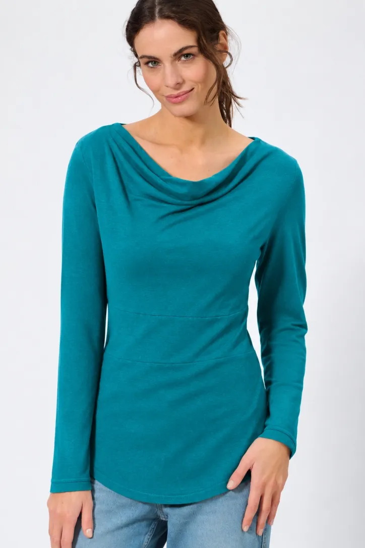 HempAge Hempage Damen vegan Langarm Top In Lagunenblau, Blau, – Produktbild 2 von 2