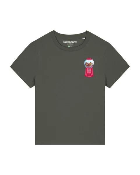 watapparel watapparel T-Shirt Frauen Kaugummiautomat, Khaki, – Produktbild 1 von 3