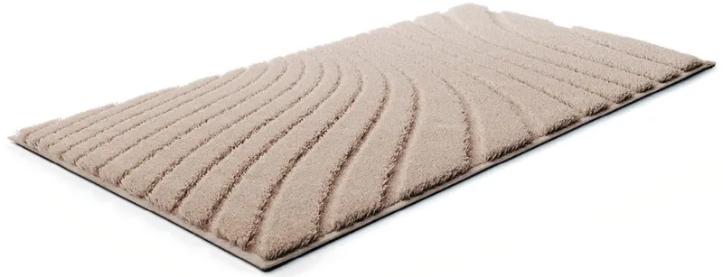 Grund Grund Badematte Caffi, Höhe 20 mm, rutschhemmend beschichtet, fußbodenheizungsgeeignet, Polyester, rechteckig, Zeitlos schönes Wellenmuster, mit Hoch-Tief, 5 Jahre Garantie, Beige, – Produktbild 6 von 7