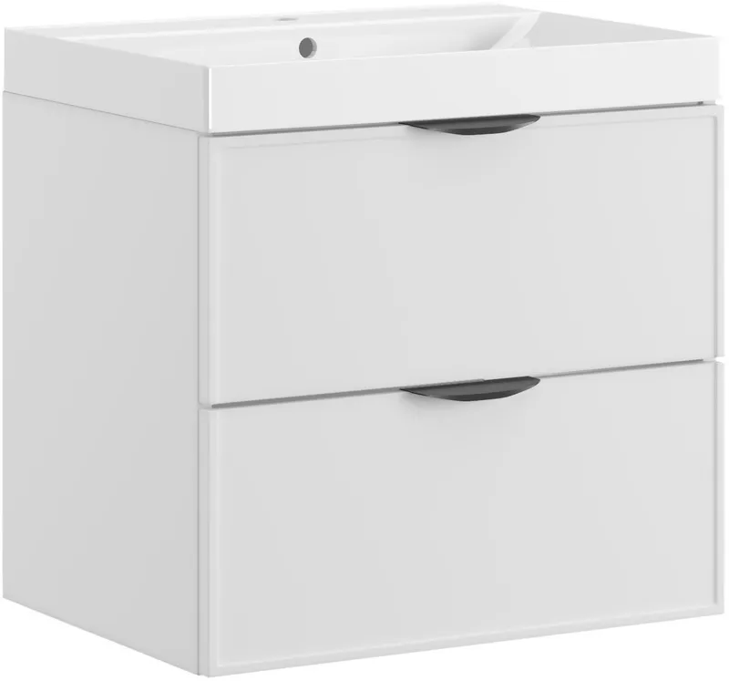 welltime Waschtisch FLOW SIMPLE mit Waschbecken, Breite 60 oder 80cm, modernes Design, Schrank mit 2 Schubladen, Soft-Close-Function, in 2 Breiten erhältlich, Weiß, – Produktbild 2 von 5