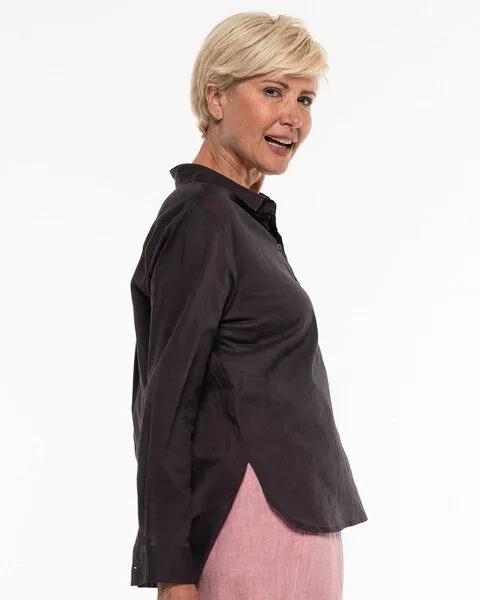 Alma & Lovis Alma & Lovis Lässige Hemdbluse aus feinster Bio-Baumwolle | Batist Hemd, Chocolate (braun), – Produktbild 3 von 4